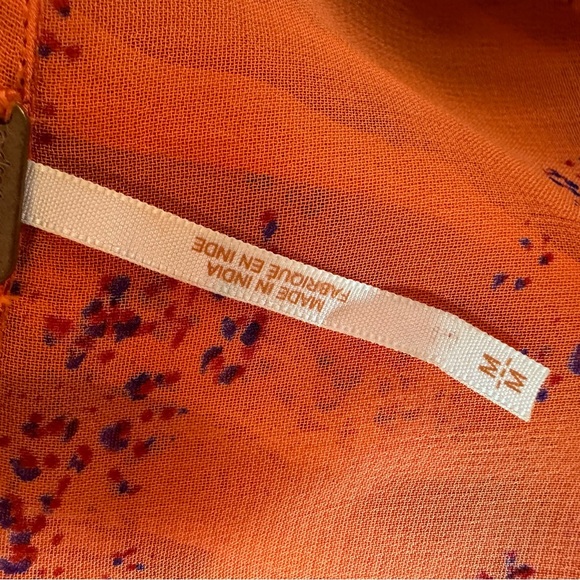 Free People Coquette Priest Sleeve Orange Floral Mini Dress Size Medium - Picture 7 of 9